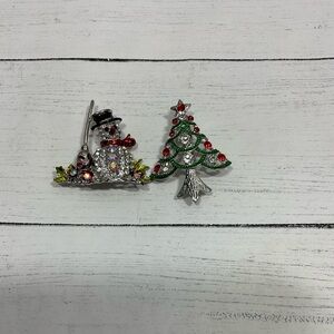 christmas pin brooch 2 Christmas Tree And Snowman